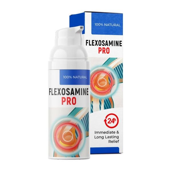 Flacone con dosatore e scatola blu di Flexosamine PRO da 50 ml