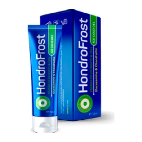Tubo blu di HondroFrost Ice Cold Gel con la sua scatola