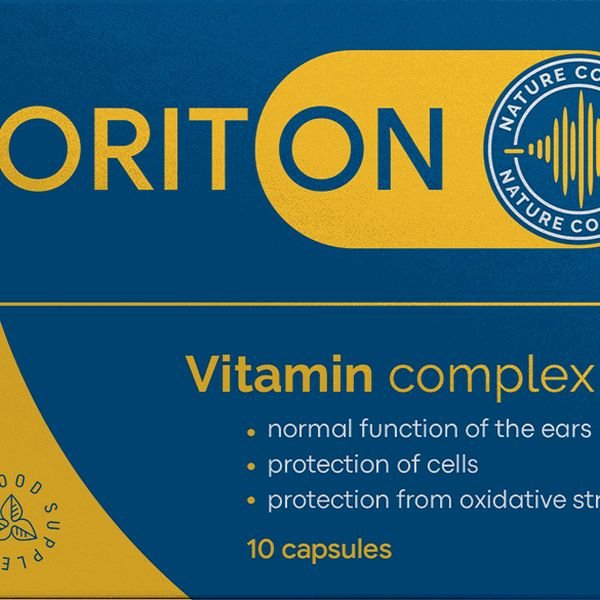 Scatola blu e gialla di Oriton Vitamin complex da 10 capsule