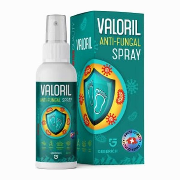 Flacone spray e scatola verde acqua di Valoril