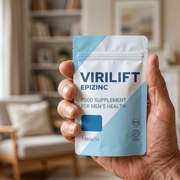 Busta azzurra di ViriLift Epizinc tenuta in mano